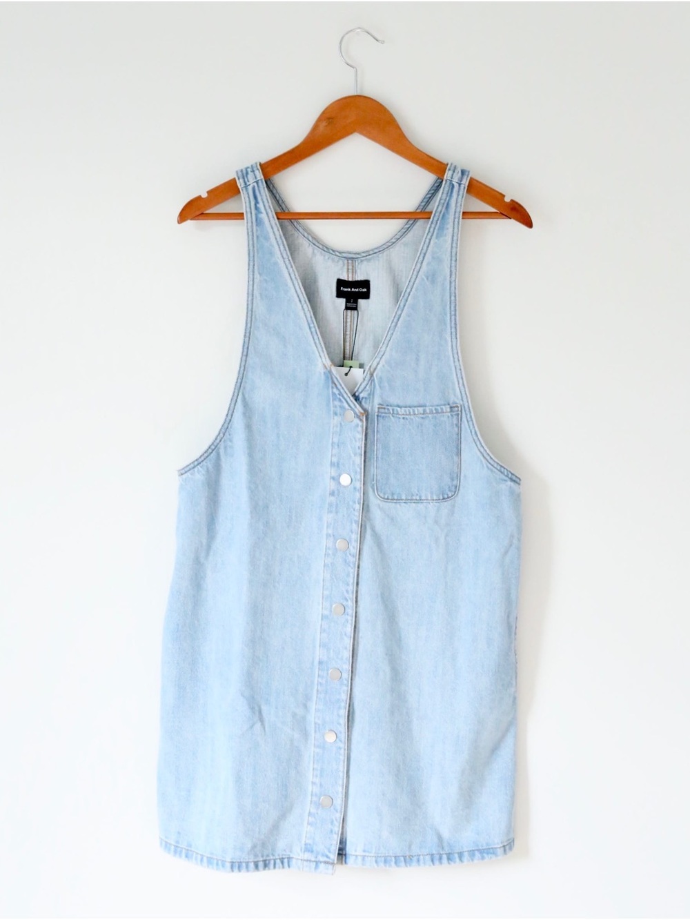 Frank & Oak Light Blue Denim Button-Front Mini Dress